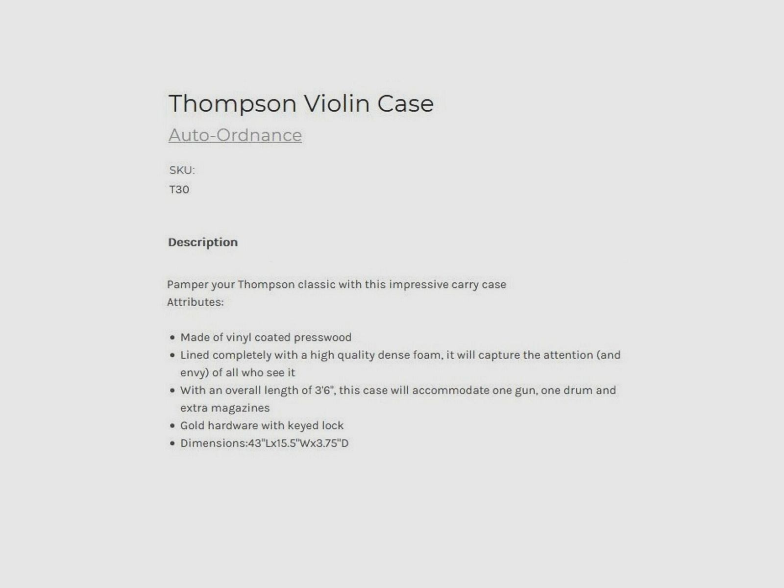 Auto-Ordnance Violinenkoffer T30 Tommy Gun