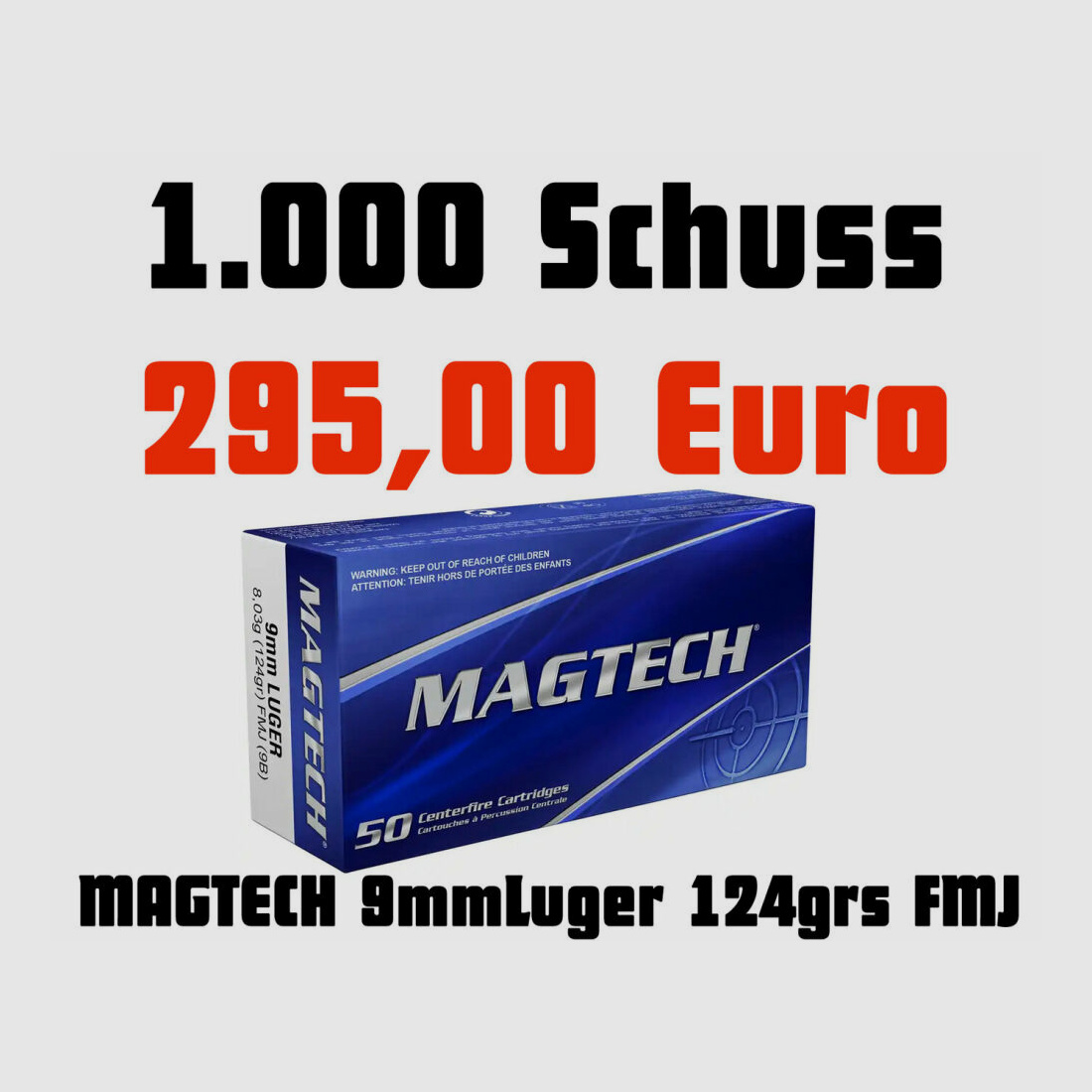 Magtech Full Metal Jacket 8,0g/124grs. 1.000 disparos
