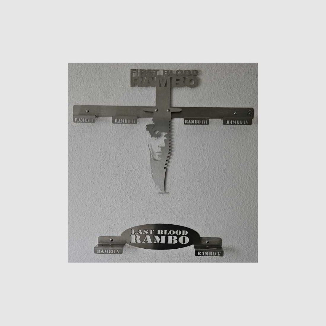 Rambo 1-5 Messer Designer Wandhalter Edelstahl 3D Effekt