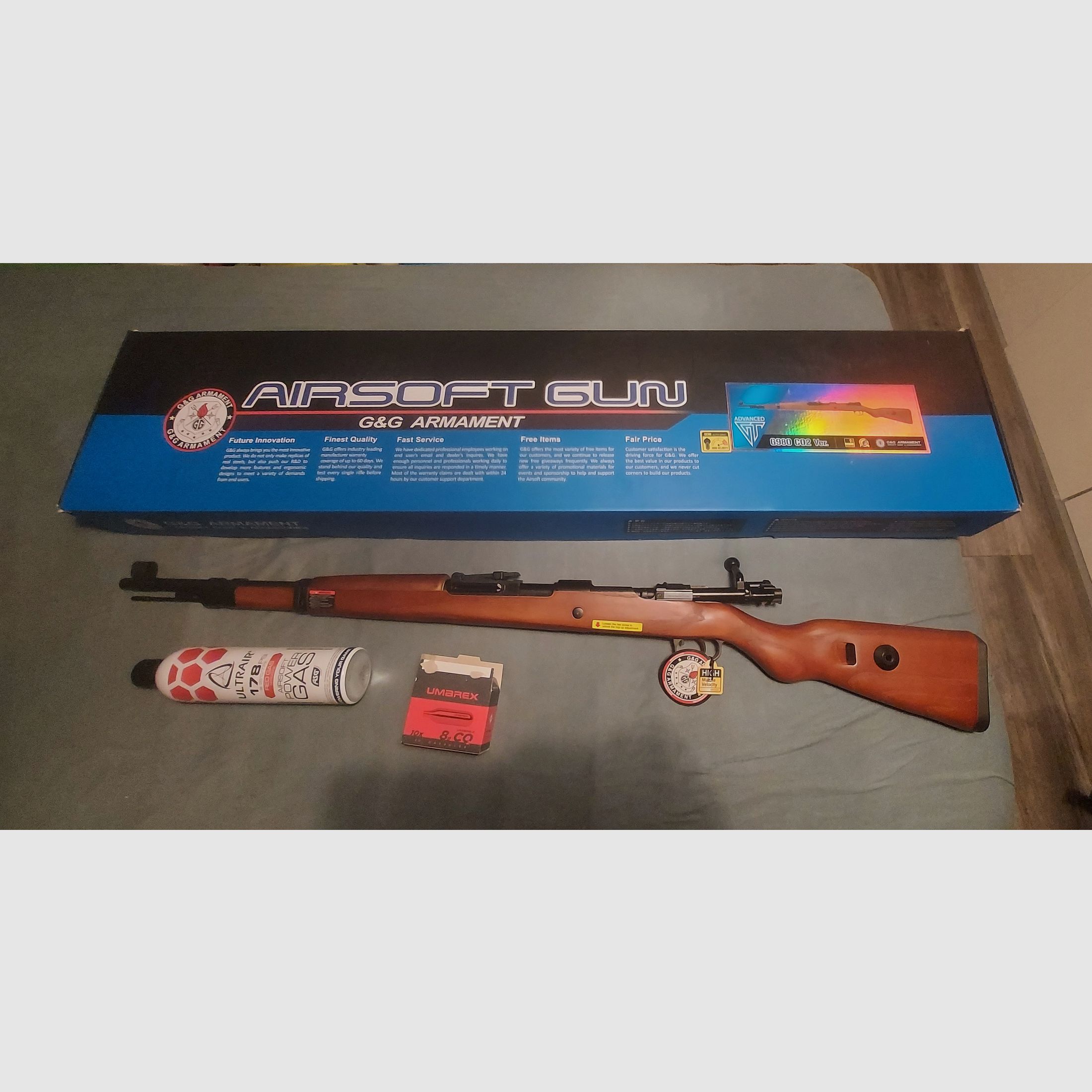 Airsoft K98k 6mm CO2 Gas G&G Echtholz Metaal