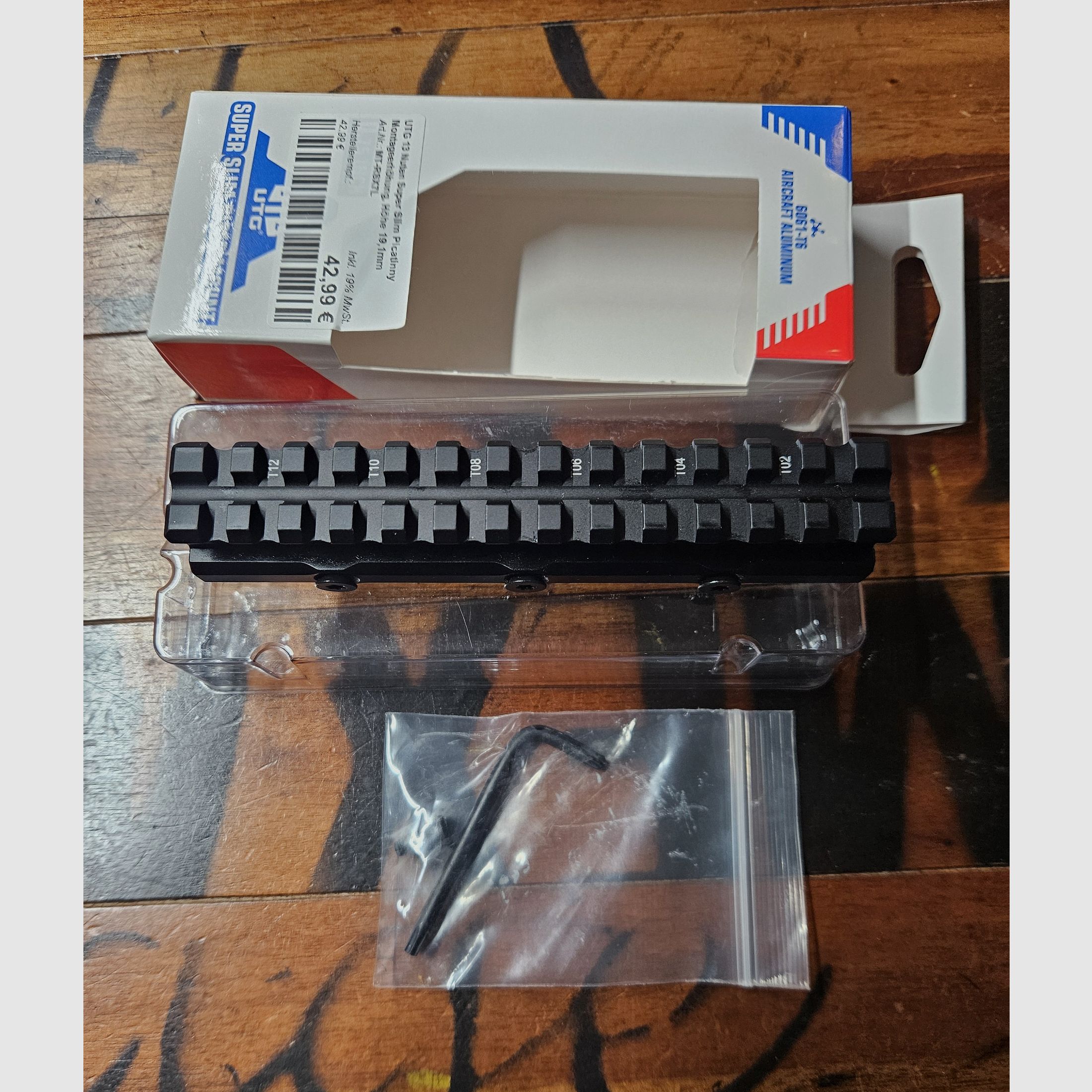 Verkauf: UTG 13 Nuten Montageerhöhung, Super Slim, Picatinny, 19,1 mm