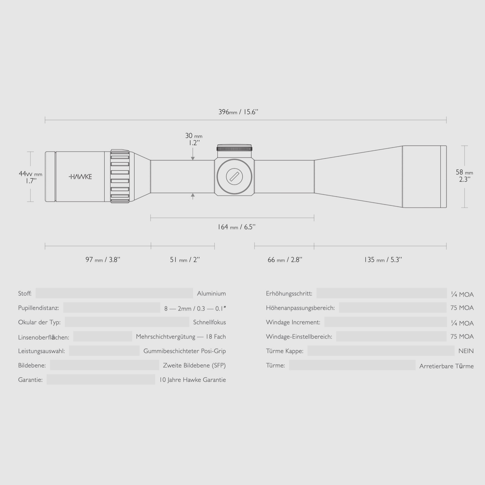 HAWKE 16361 Mira telescópica ENDURANCE 30 WA SF 6-24x50 223/308 IR