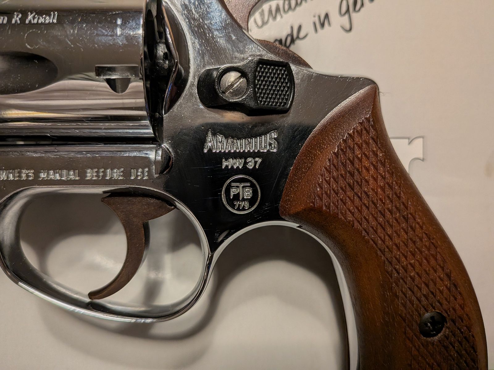 Weihrauch HW 37 Chrom PTB779 Kal.9mm R.Knall + Nowy + Rewolwer strzelający ostrzegawczo