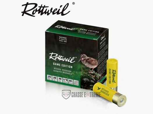 25 Cartucce ROTTWEIL Game Edition Beccaccia 30g Cal 20/70 Pb N°9