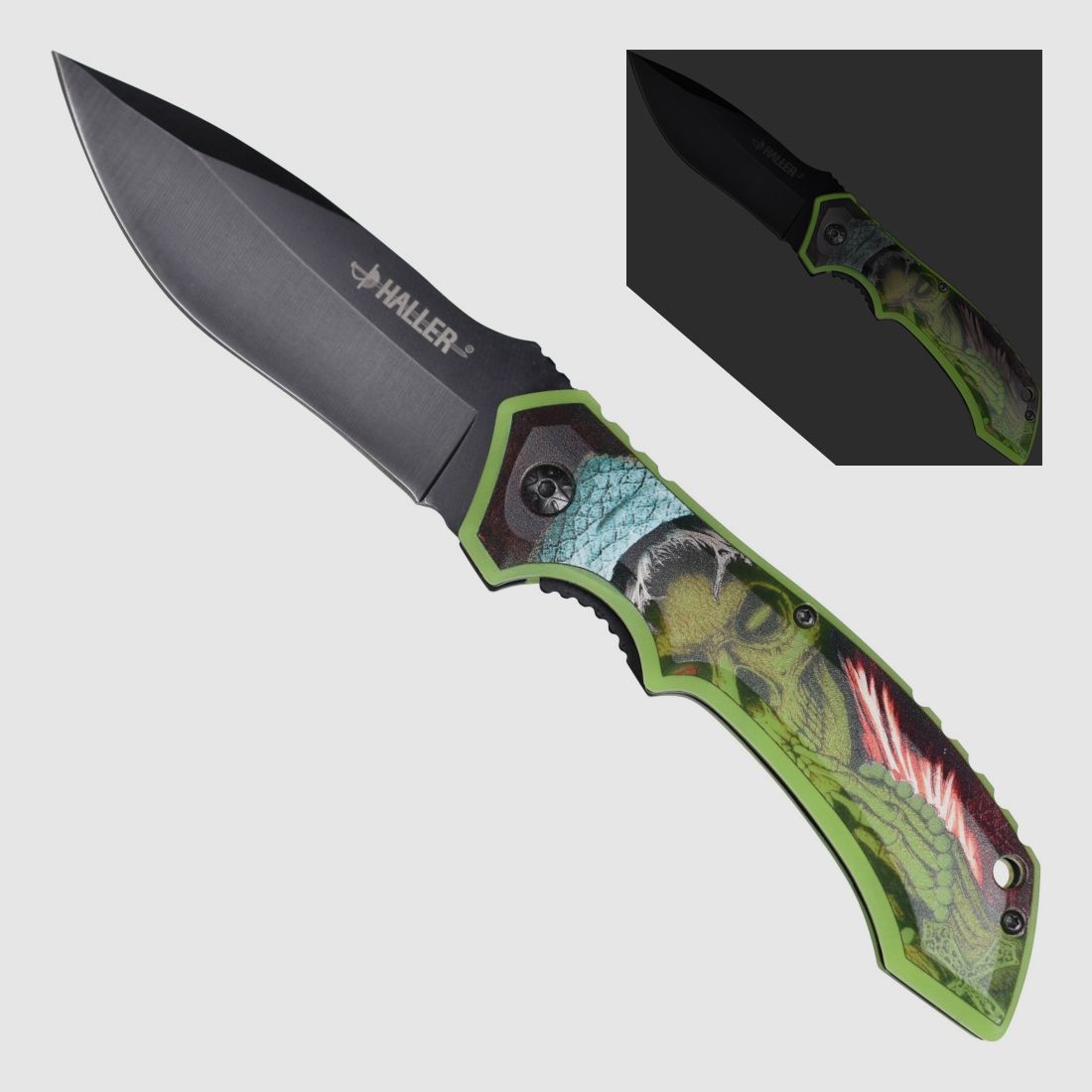 Taschenmesser glowing fluoreszierend im Dunkeln Reaper