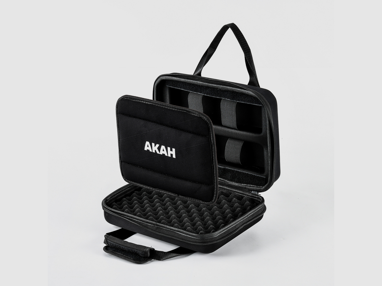 AKAH Hardcase Kurzwaffenkoffer – Nylon/Noppenschaum, abschließbar – 30,5×22,5×10,5 cm – Schwarz