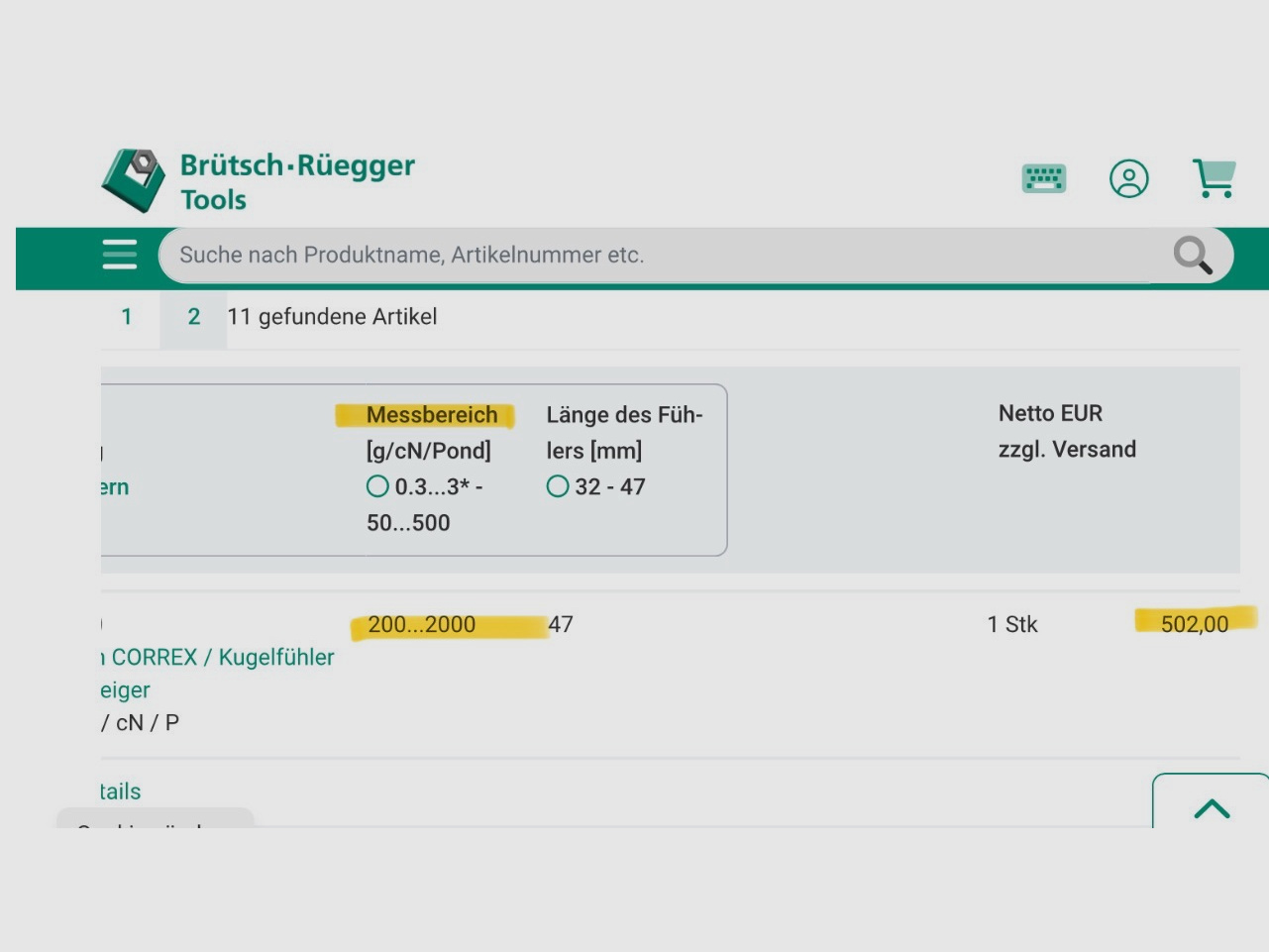 CORREX Haag-Streit Bern SwissMade Abzugsfederwaage - Qualitätsfederwaage - Federwaage 500 - 2000 g