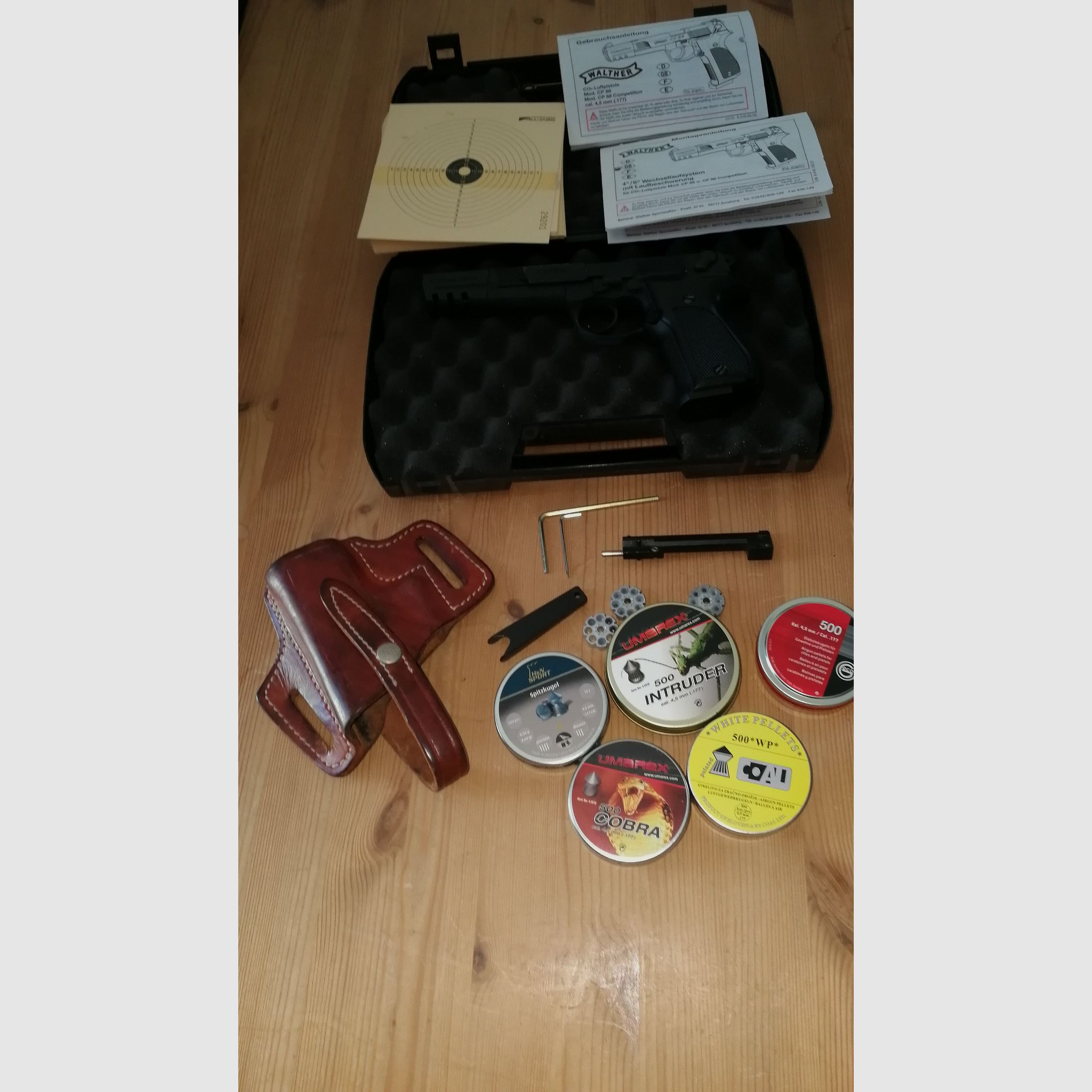 Walther CP 88 "Sniper edition" vernickelte Luftpistole mit viel Zubehör
