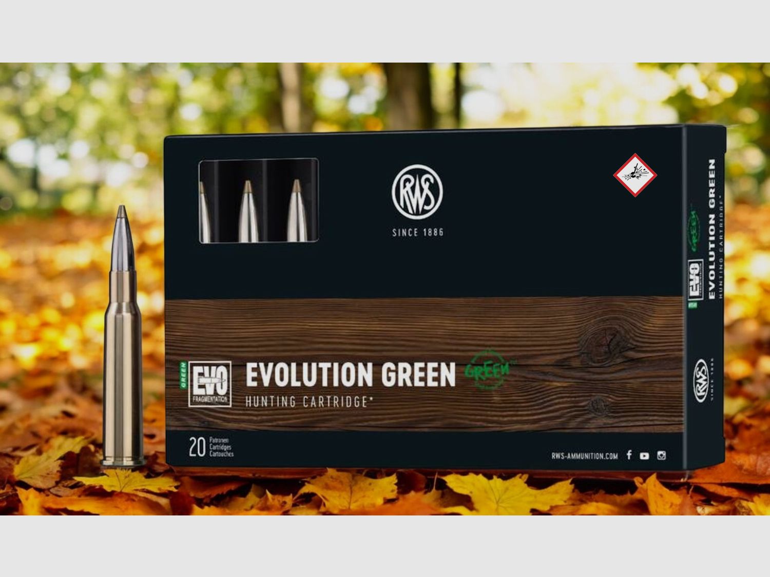 RWS hunting cartridge cal. 7X57 R Evo Green 8.2g 127grs