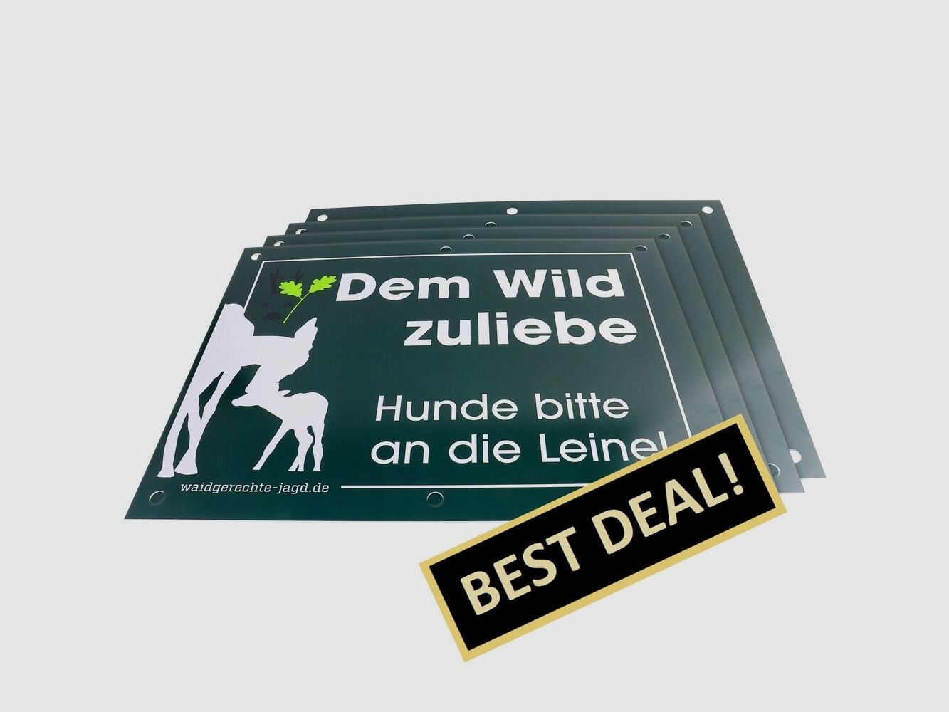 Waidgerechte Jagd Hinweisschild Hunde bitte an die Leine - 4er-Pack