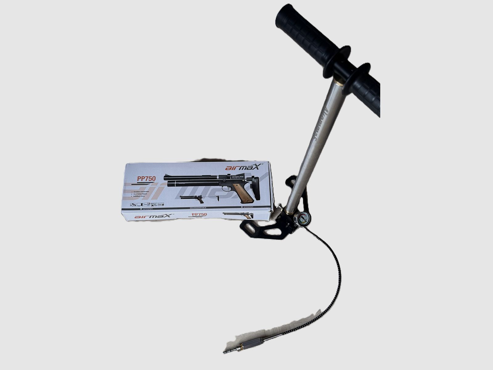 AirmaX PP750 LP air pistol caliber 4.5 mm incl. red/green dot sight and air pump