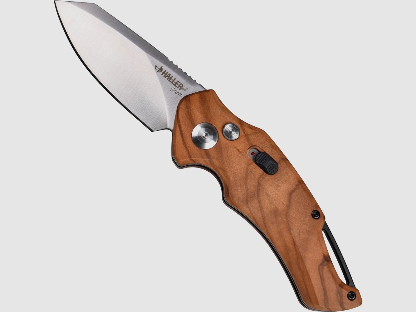 Couteau à ressort EIMUR Haller Select avec poignée en bois d'olivier et lame large