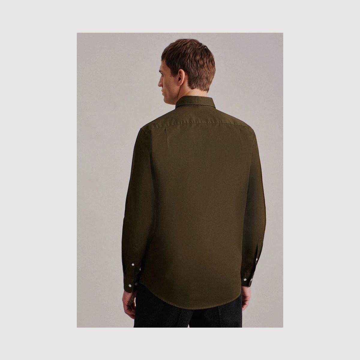 SEIDENSTICKER twill casual shirt in regular with button-down collar