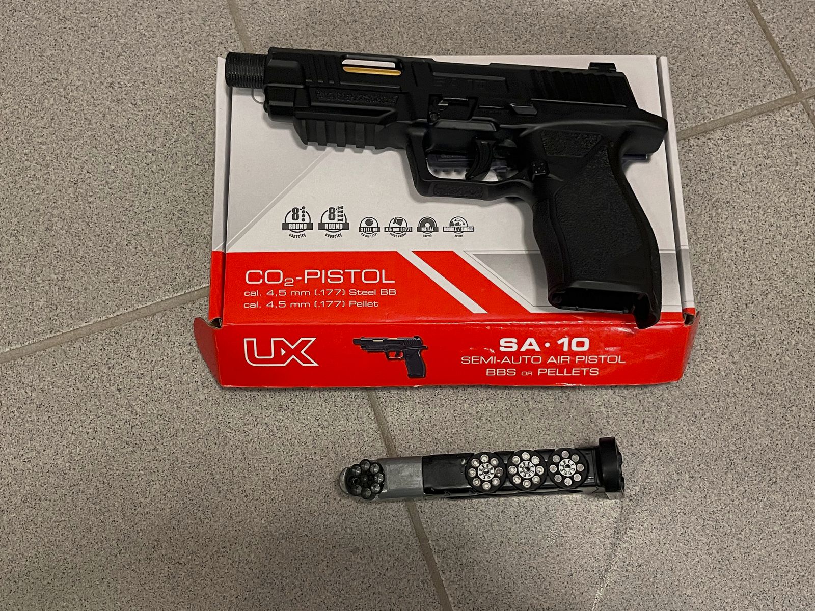 UX Umarex SA 10 Co2-Pistole - 4,5 mm Stahl BB & Diabolo Blowback