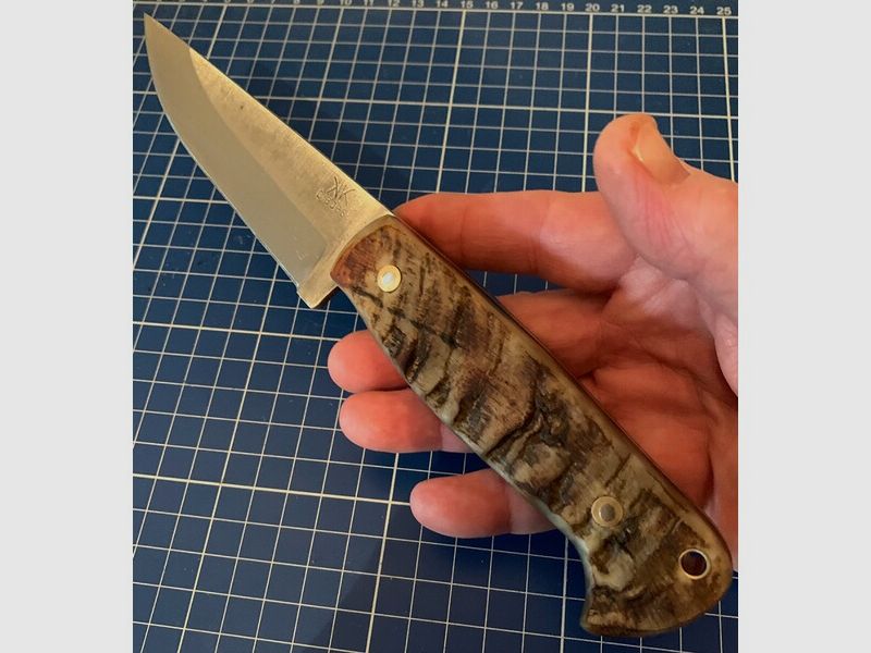 Jagdmesser Einzelstück 80CrV2 Widderhorn