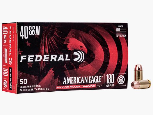 Federal American Eagle Indoor Range Training .40 S&W 180GR TMJ 50 cartridges