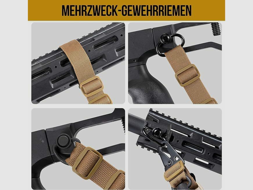 SNS 2 Punktowy Pasek do Karabinu, Tan QD + Hak HK