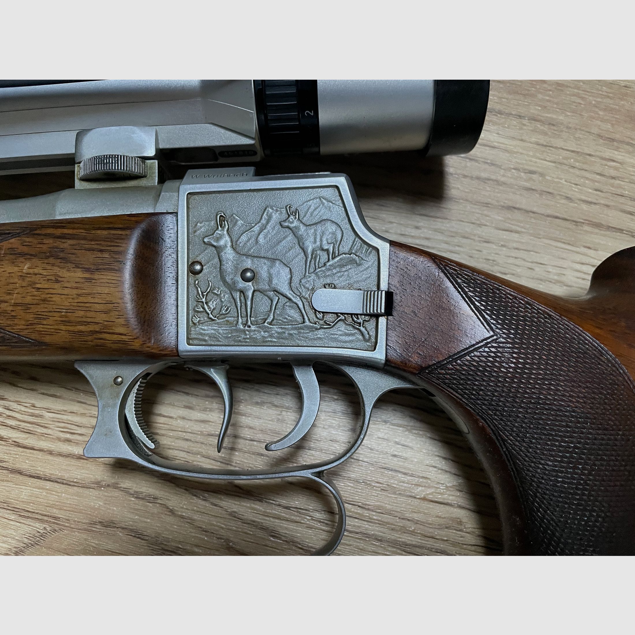 Wüthrich Blockbüchse 7.65 R, Linksschaft mit ZF Zeiss 