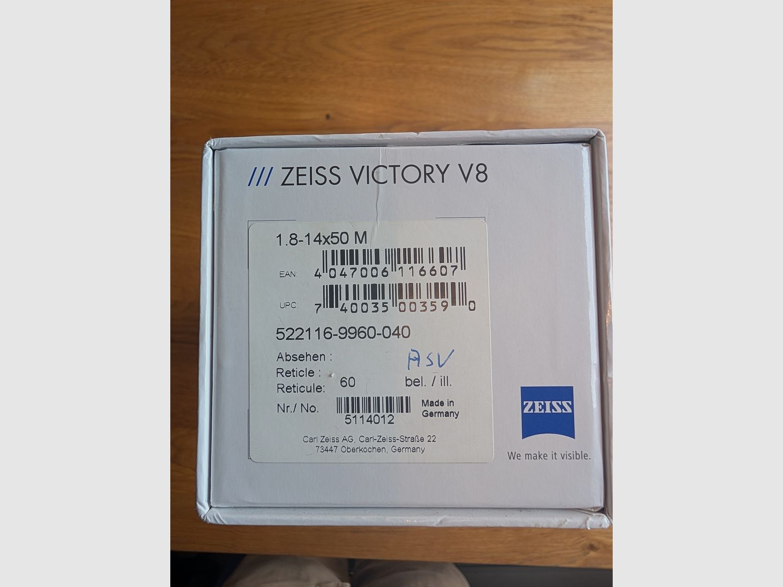 Telescopio Zeiss V8 1,8-14x50 ASV