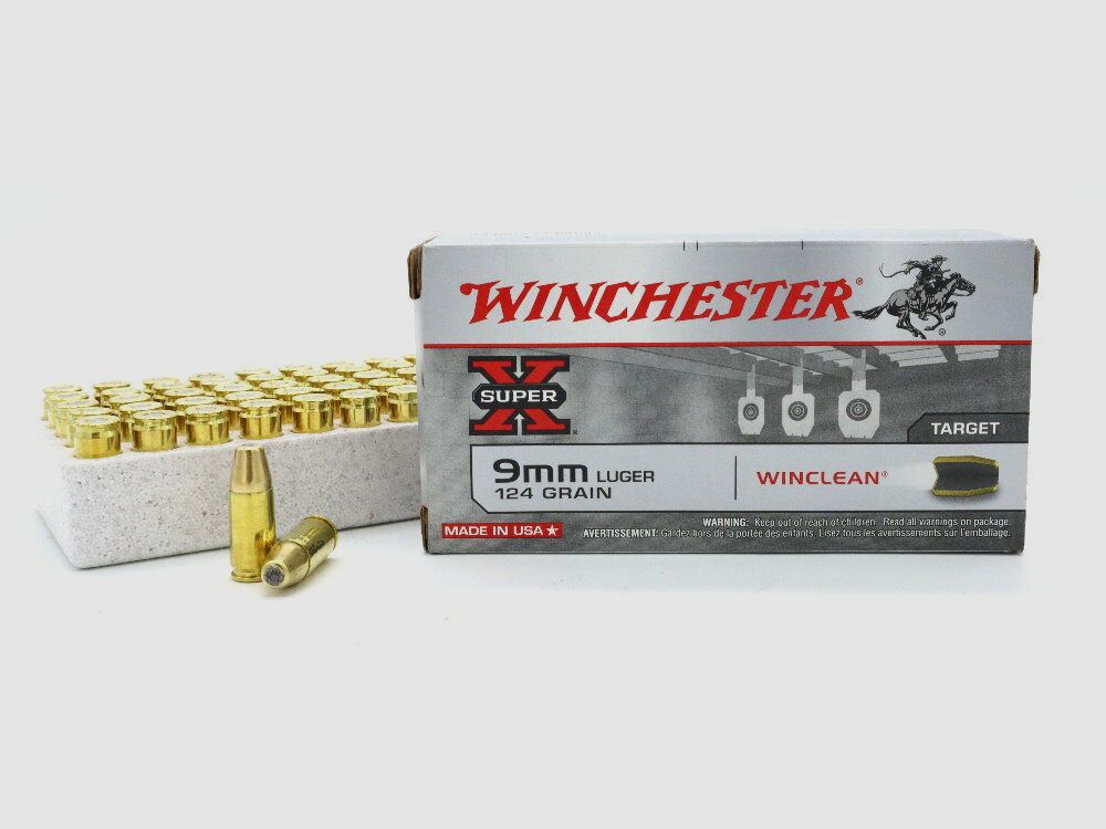 Winchester 9mm Luger Winchester Winclean Super X 8,0g / 124grs BLEIFREI 1000 Stück