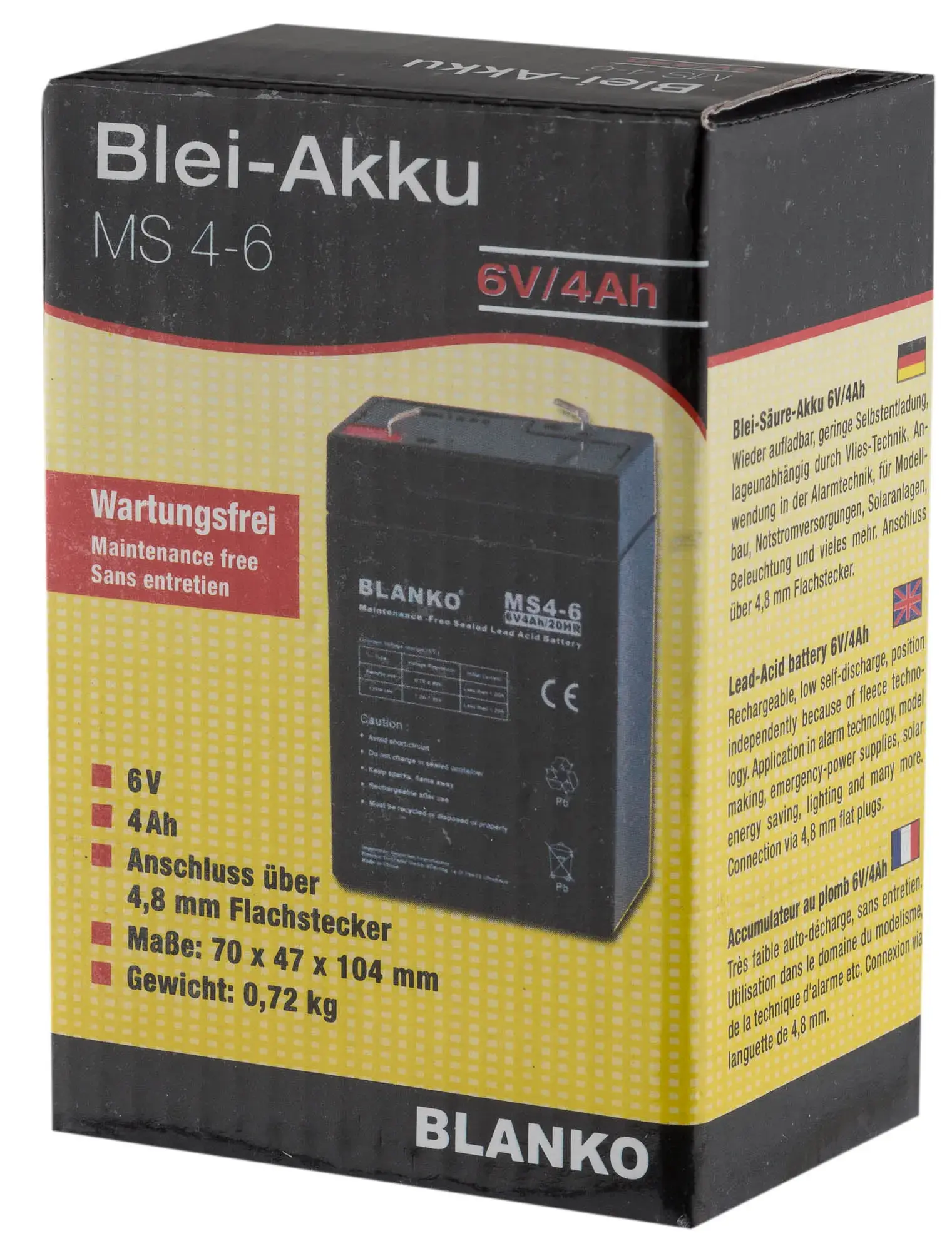Wiederaufladbare Batterie MS4-6 6 Volt für Futterspender, Bild 4 von 4