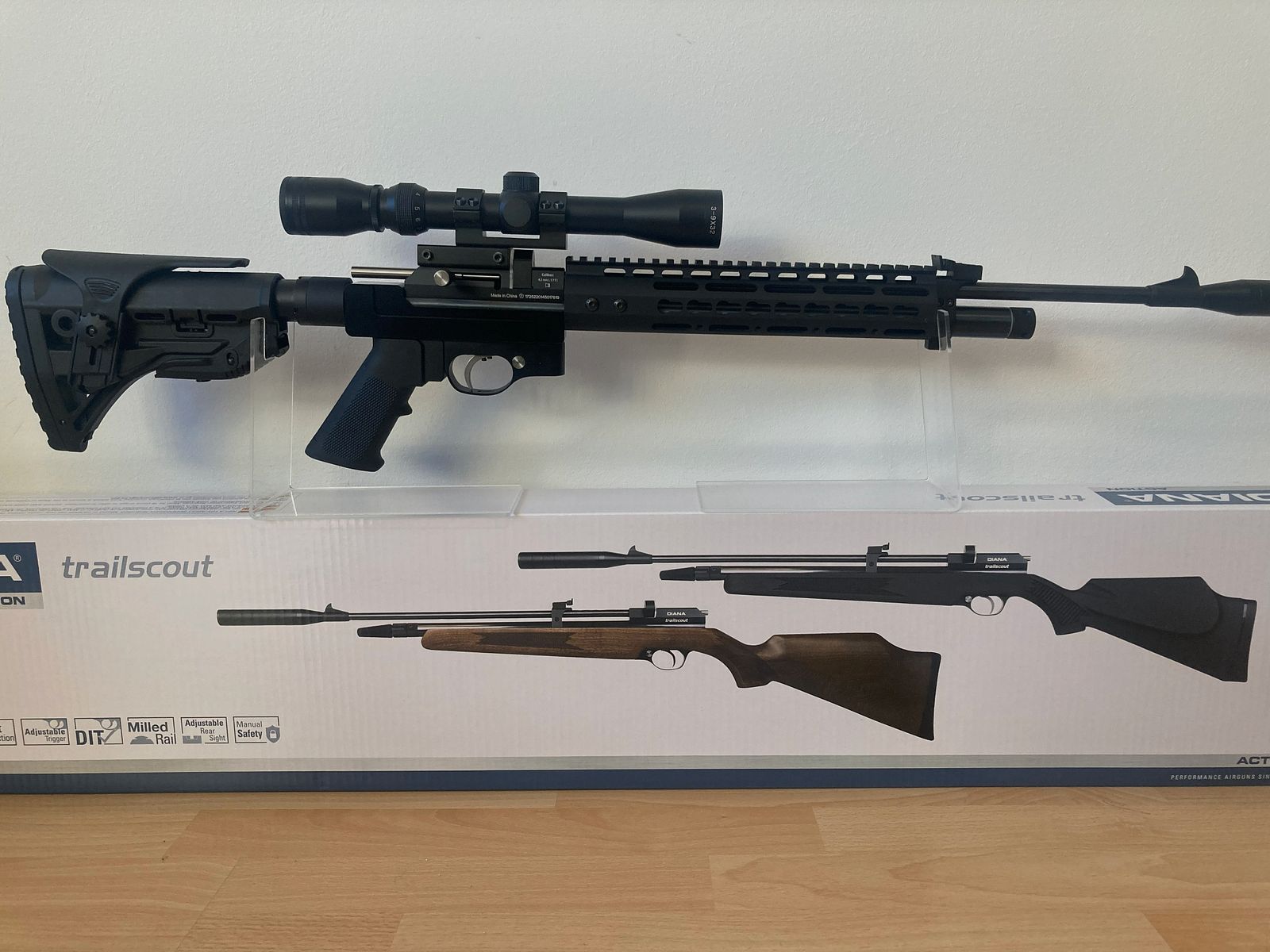 Diana Trailscout Luftgewehr 4,5mm Umbau AR15-Stil 7,5J, inklusive Zielfernrohr und 12J Ventil (nicht eingebaut)