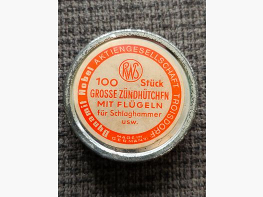 RWS Zündhütchendose – Rheinisch-Westfälische Sprengstoff AG Troisdorf – ok. 1931–1945
