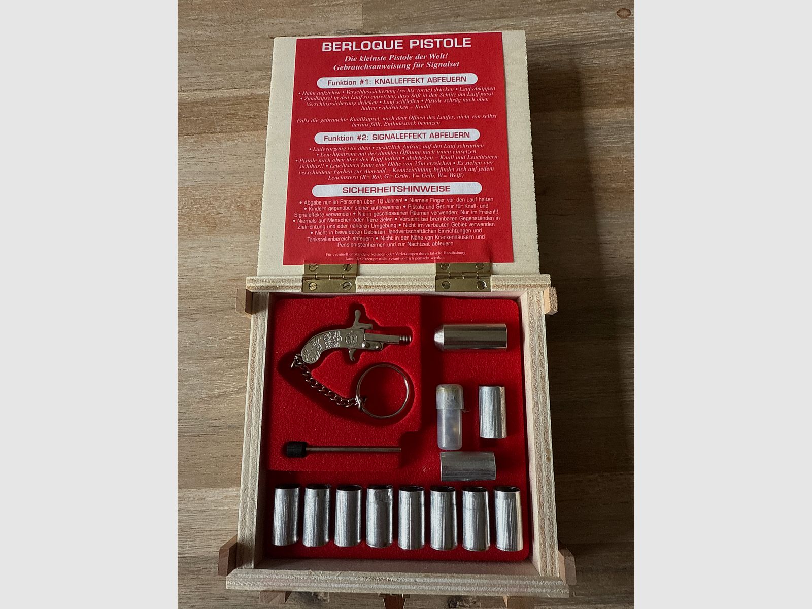 Berloque 2mm Pinnfire Schlüsselanhänger Signalmunition Knallpatronen Geschenkebox
