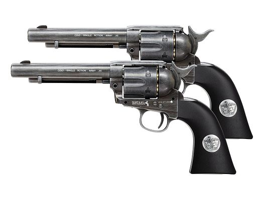 CO2 Revolver Colt Single Action Army SAA Double Aces Duel Set Antik Finish Kaliber 4,5 mm BB (P18)