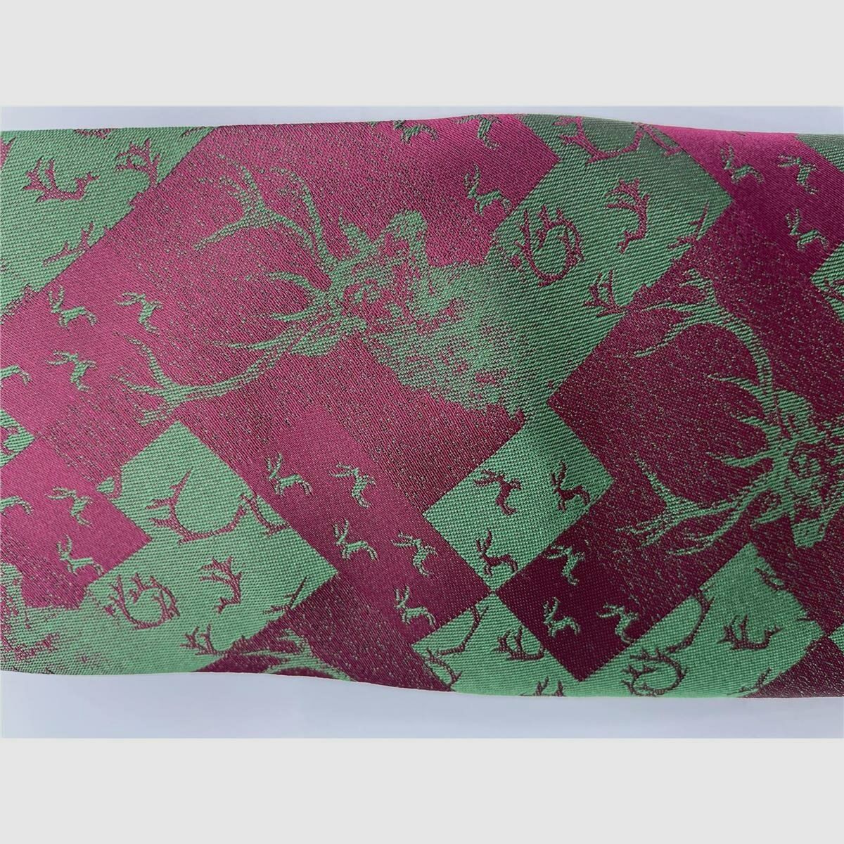 Krawatte grn und rosa Motiv Hirsch