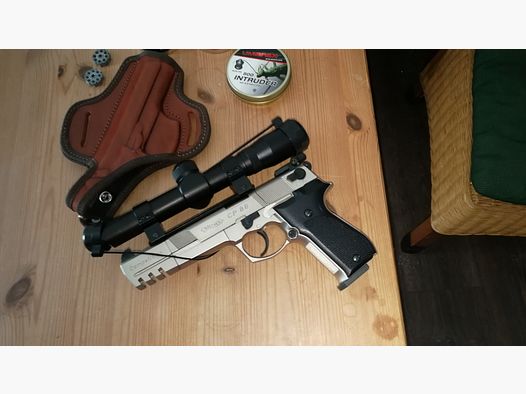 Walther CP 88 "Sniper edition" vernickelte Luftpistole mit viel Zubehör