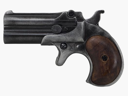 Deko Pistole Kolser Derringer 95 USA 1866 Kaliber .41 antikschwarz Griffschalen in Holzoptik