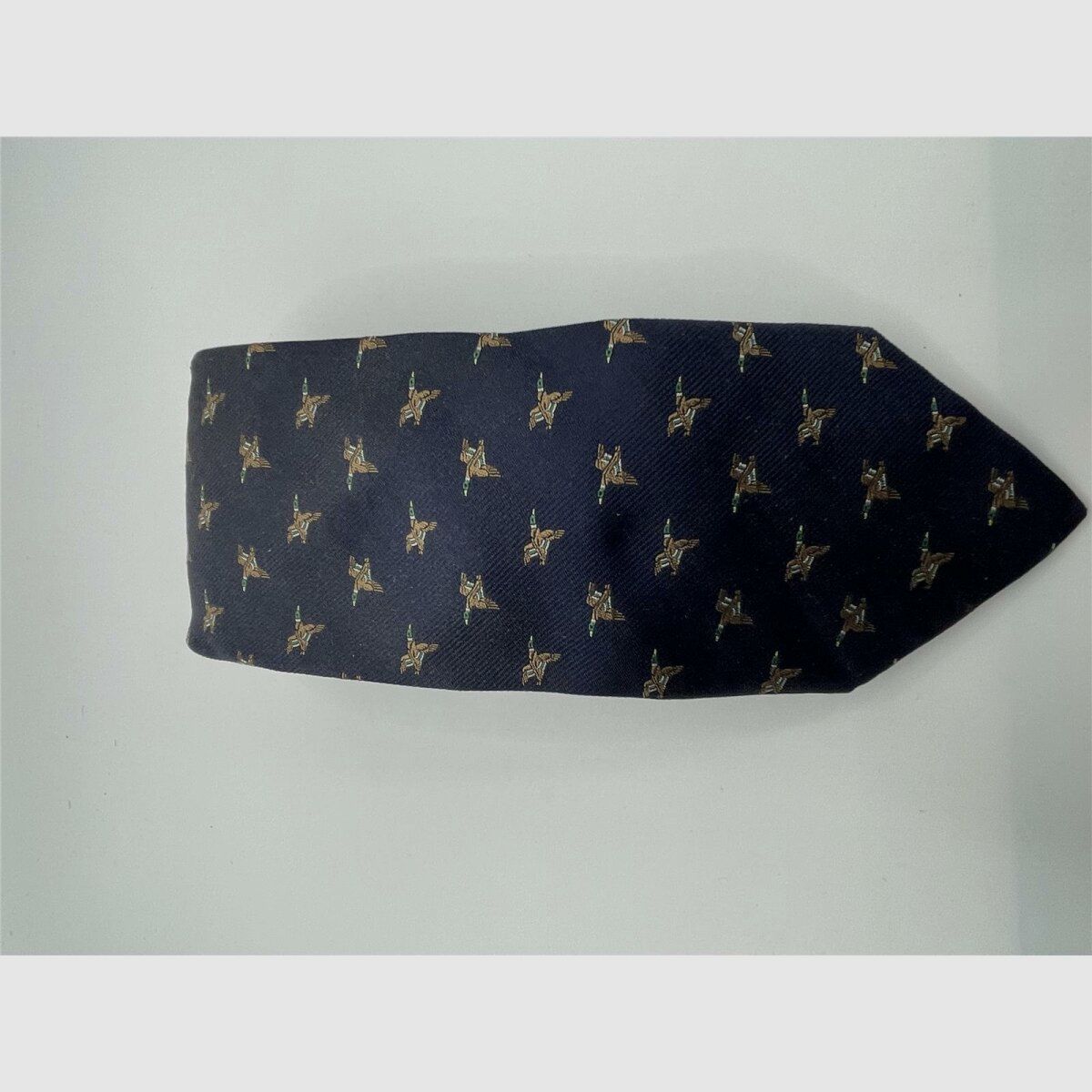 Robert Keyte cravate 100% soie bleue motif canard