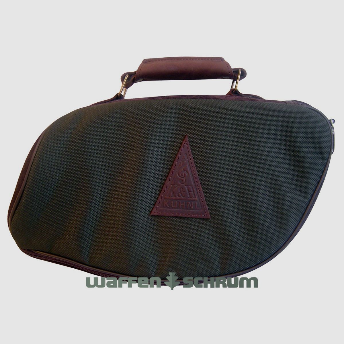 Borsa Kühnl&Hoyer Plesshorn verde / imbottita con applicazione in pelle e manico in pelle