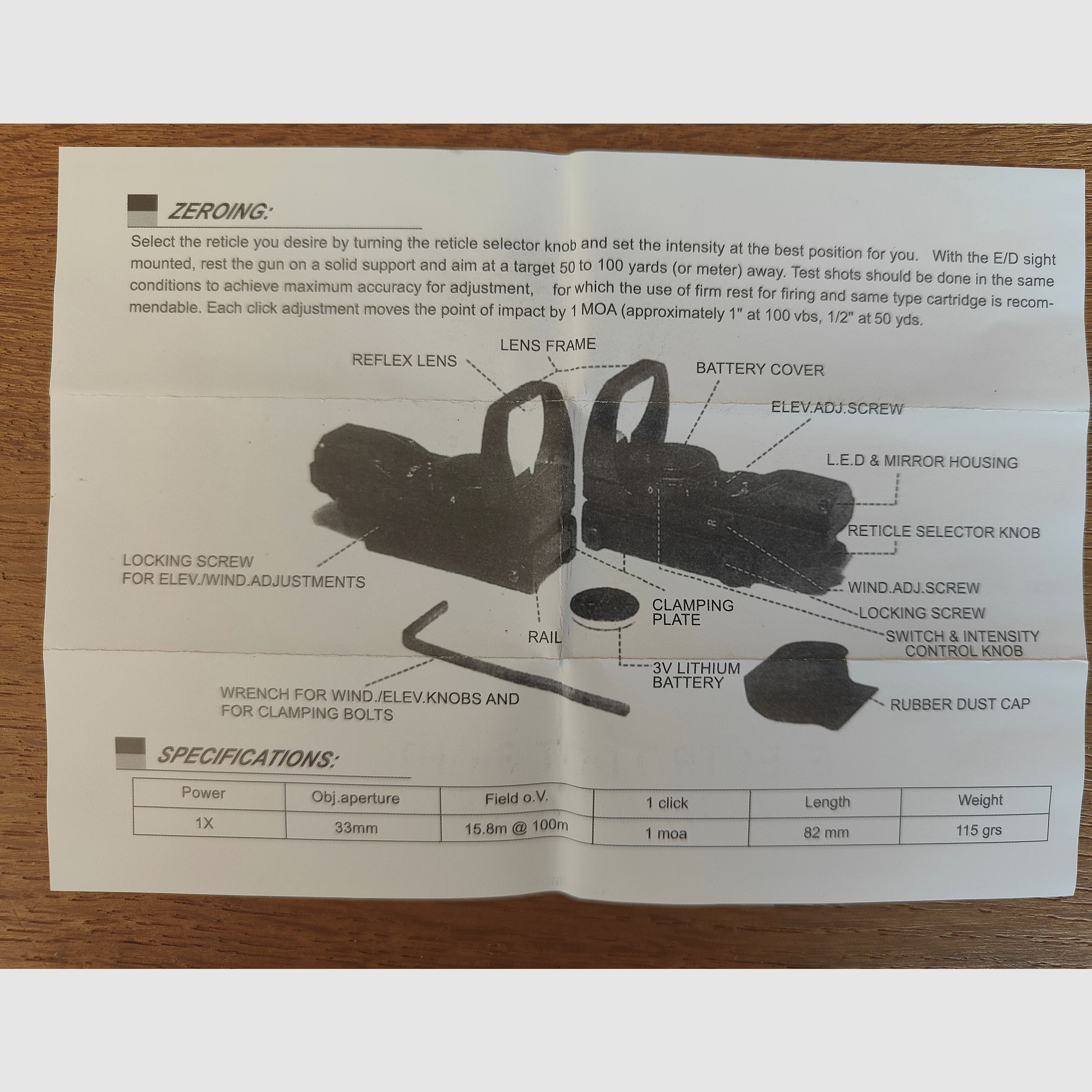 Diana LP 8, pistolet à air avec viseur reflex