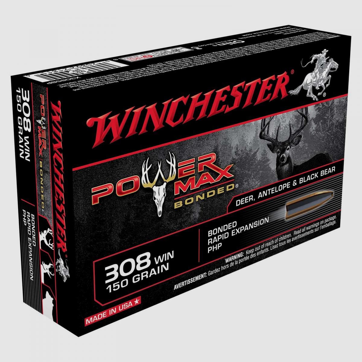 Winchester Power Max Bonded .308 Win. 150GR Bonded Rapid Expansion PHP 20 Patronen