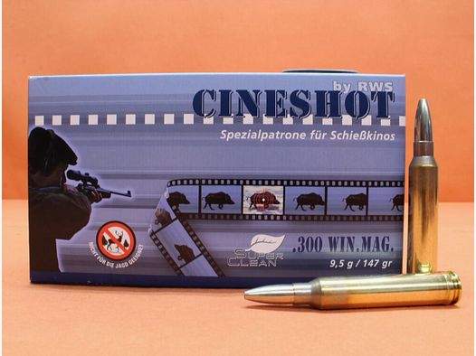 RWS Patrone .300WinMagnum RWS 147grs HP (2317203) VE 20 Patronen (Cineshot Scheibengeschoss)/ 9,5g