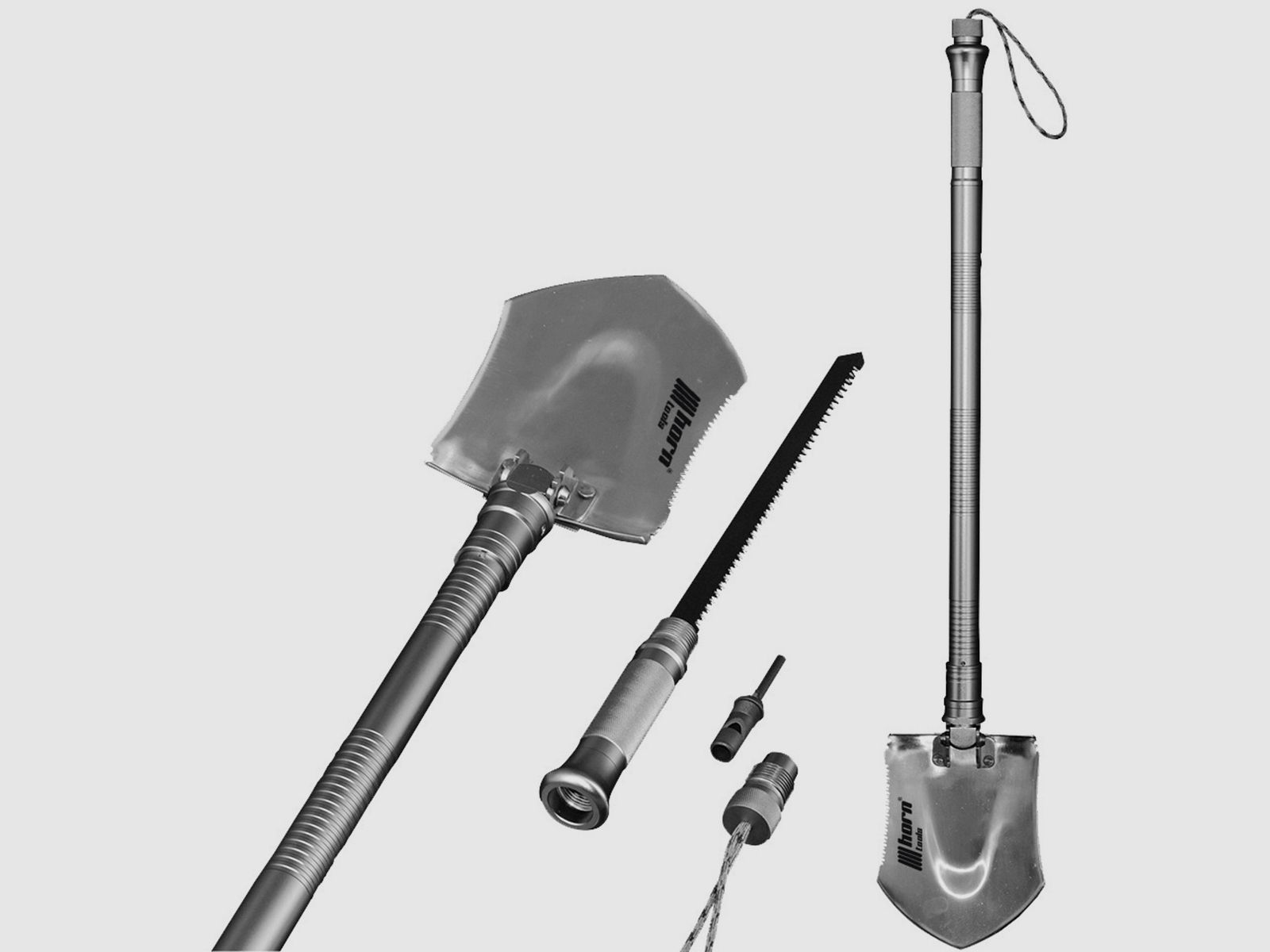 Outdoor shovel with branch saw