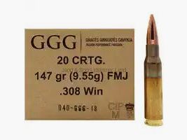 GGG -Giraites Ginkluotes Gamykla- FMJ 147grs, 20 Patronen pro Schachtel