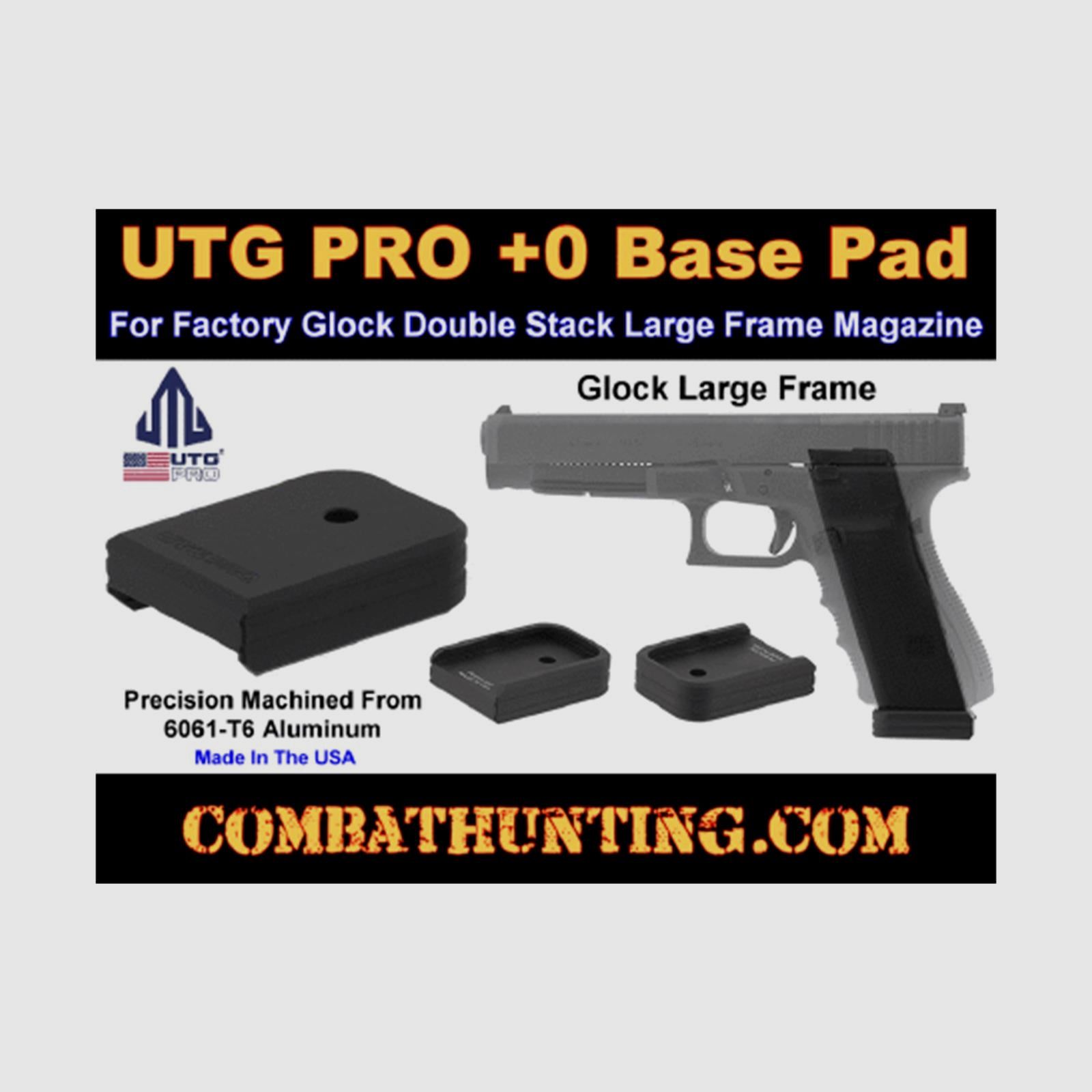 UTG PRO +0 Base Pad, Glock Large Frame .45ACP/10mm, Czarny lub Niebieski Aluminium