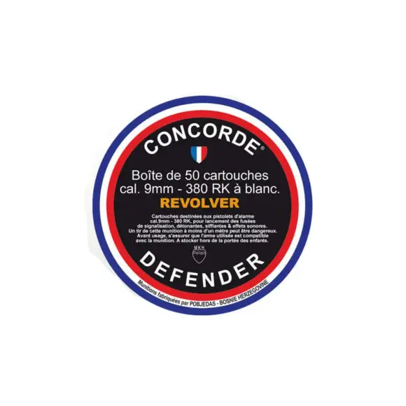 Cartouches A Blanc Concorde Defender 9 mm RK Pour Révolver