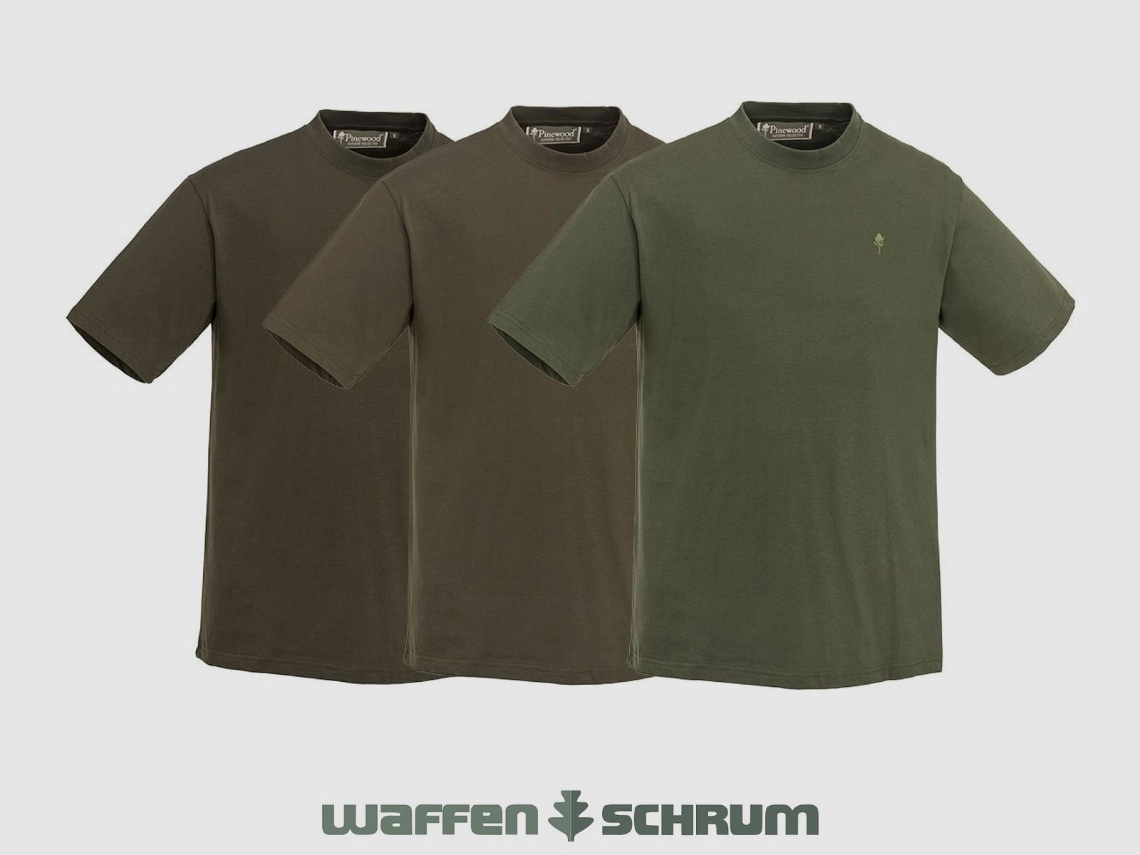 T-shirt Pinewood pack de 3 vert/ marron foncé/ kaki
