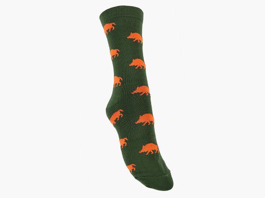 Designsocke Wildschwein Gr. 41-46 grün/orange