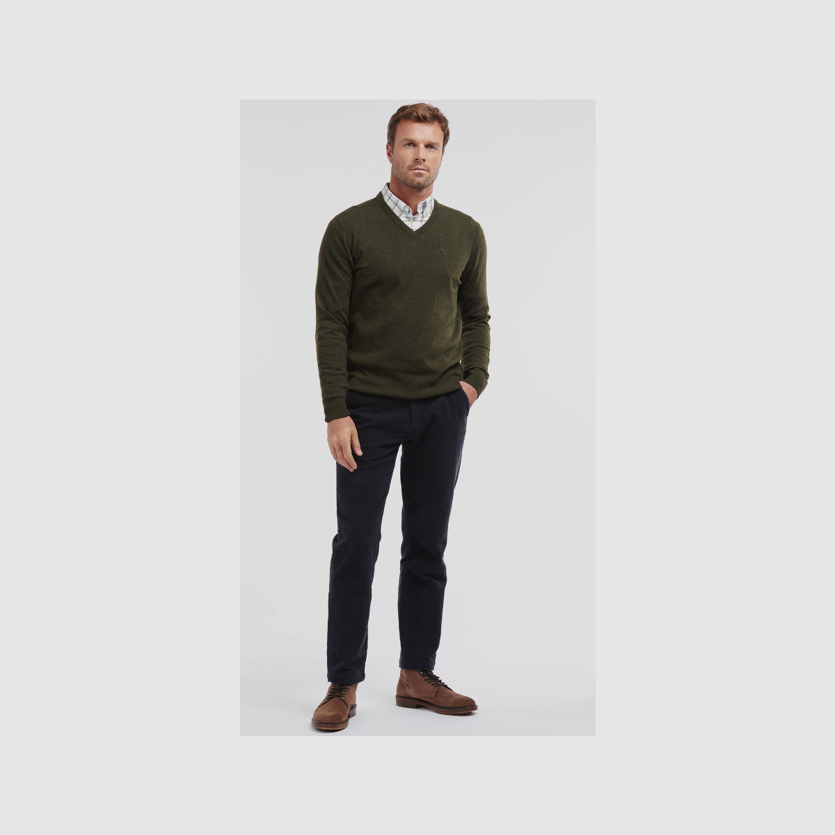 BARBOUR Essential Lambswool V Ausschnitt Seaweed Green