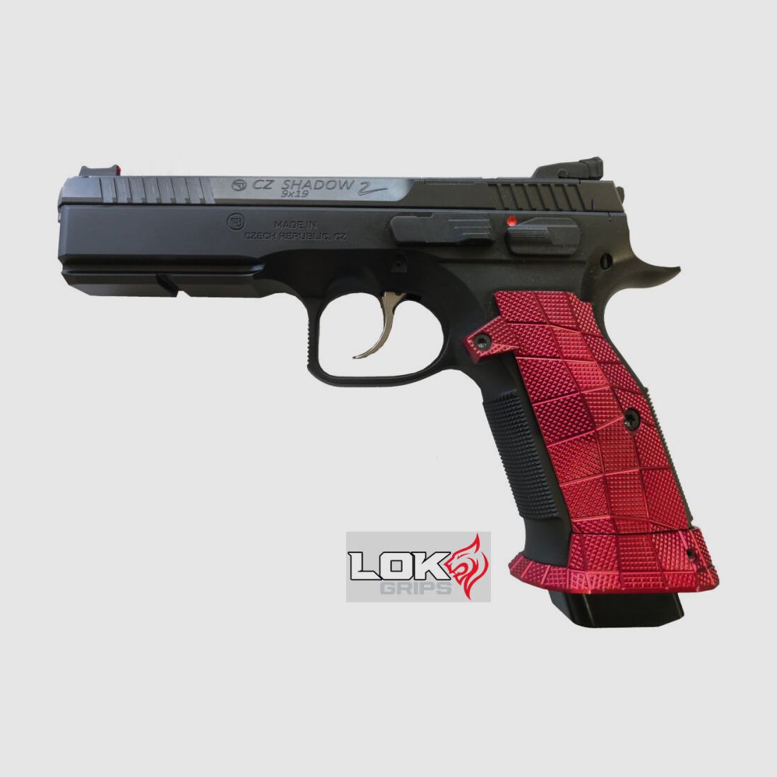 Pistole CZ SHADOW 2 OR (SA/DA) 9mm Pistole Optic Ready	 Red Anodized Aluminium LOK GRIPS VERSION CZ Shadow2 OR - UVP: 2462€