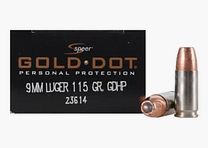 Speer Gold Dot Protection Personnelle 9mm Luger 115GR GDHP 20 cartouches