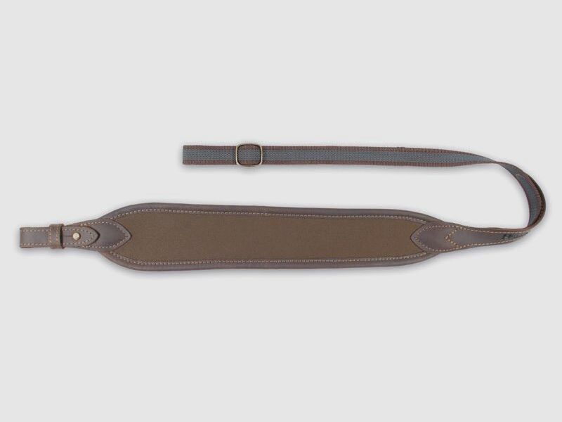 Gewehrriemen aus Neopren und Leder – Extra Breit – Braun