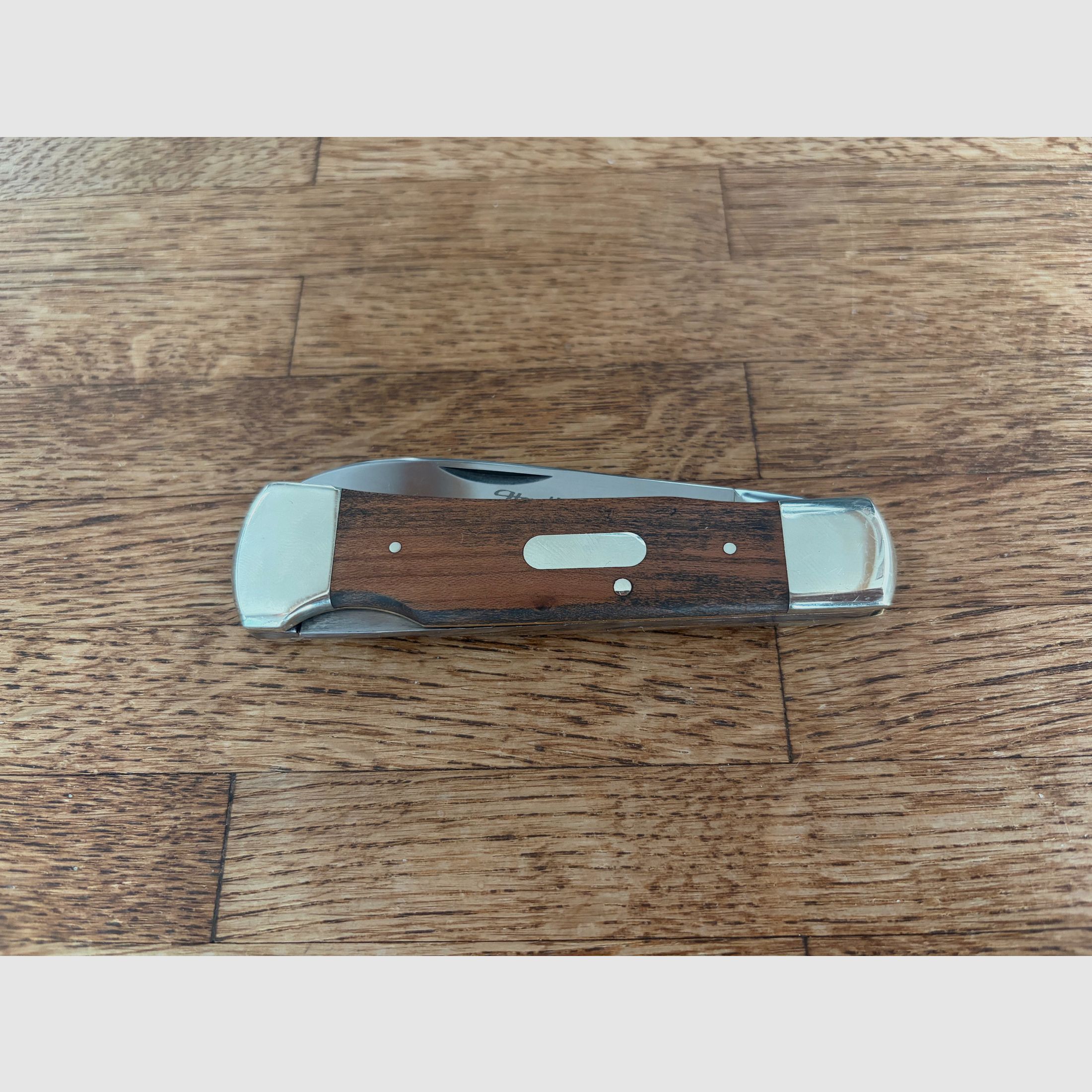 Cuchillo de bolsillo Hartkopf de madera de serpiente – Cuchillo de caballero de Solingen con herrajes de níquel plateado
