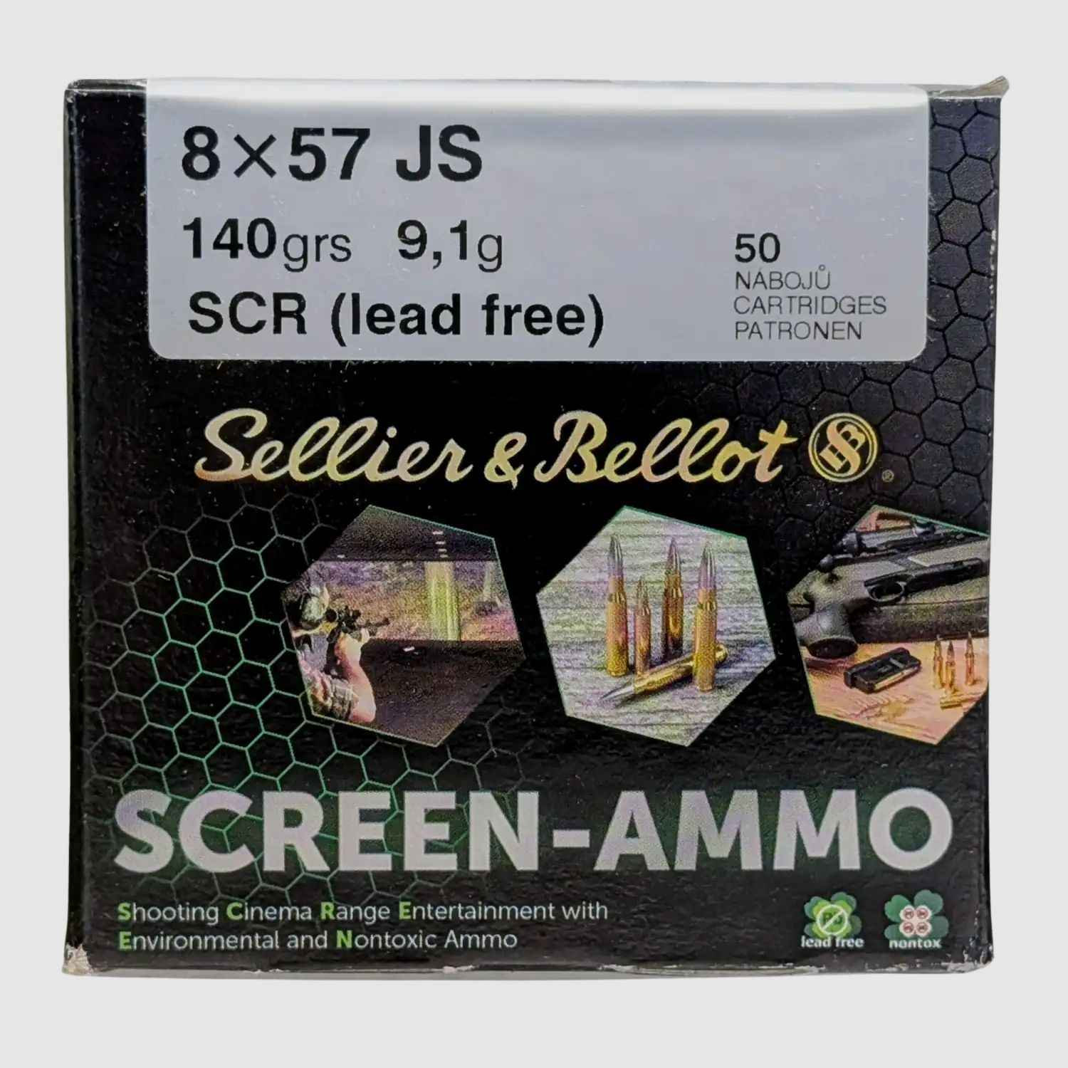 S&B 8x57IS Screen Ammo SCR Zinc 140gr 50 coups