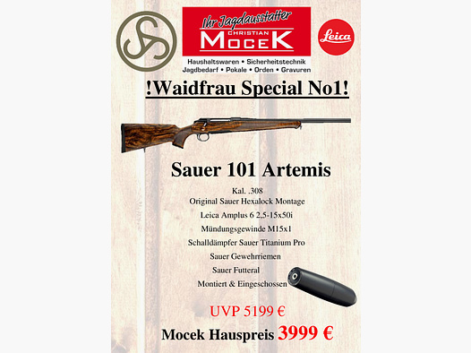 Sauer 101 Artemis, mit Leica Amplus 6 2,5-15x50 i